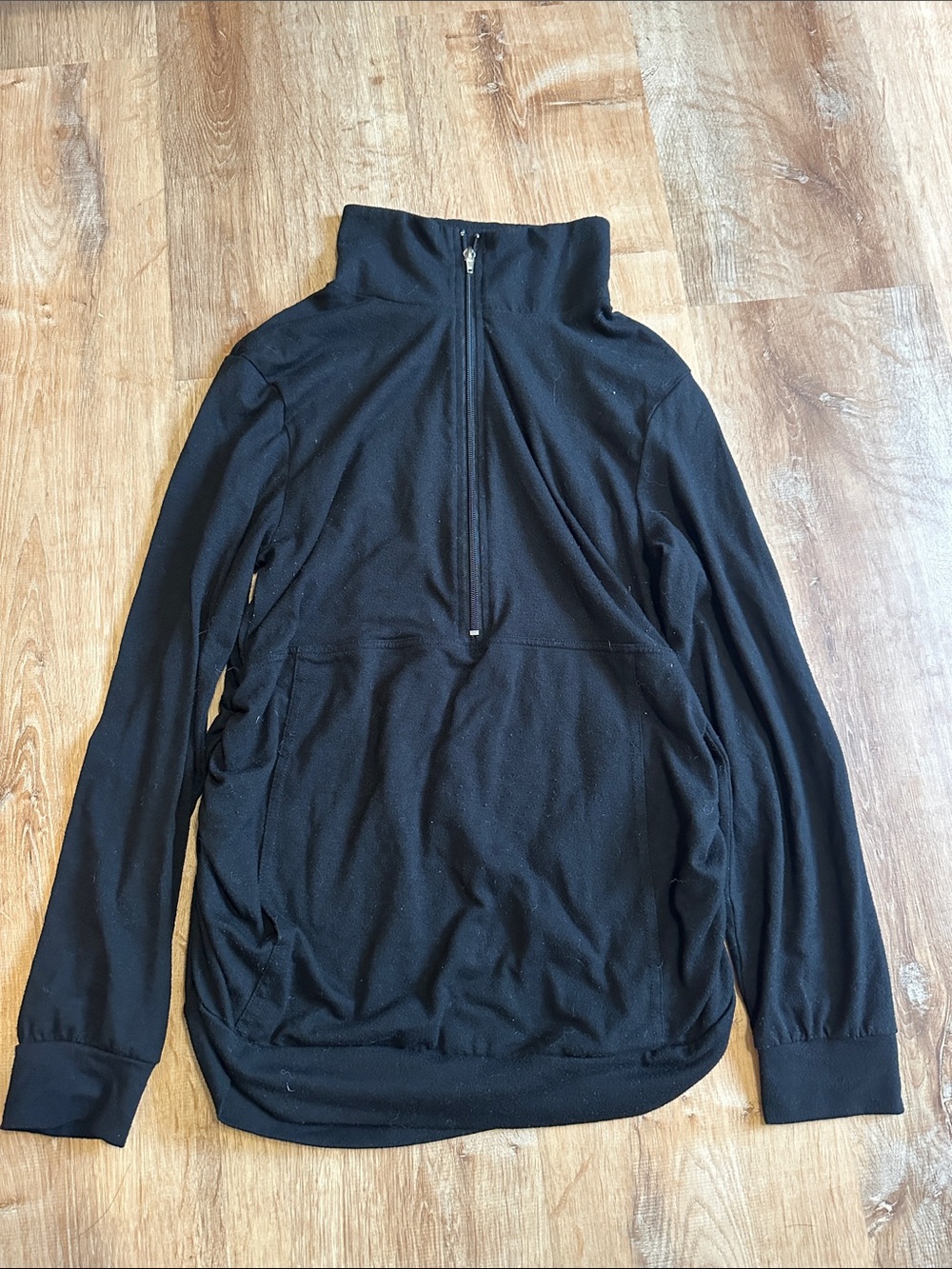 Women's Maternity Black Half-Zip Pullover Sweater